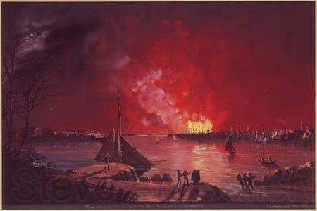 Nicolino V. Calyo Great Fire of New York Germany oil painting art